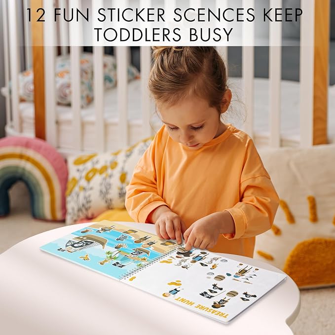 Fun Sticker Book for Toddlers 2-4 - Kids Activity Book with 500+ Stickers | 12 Beautiful Themes Entertain Boys and Girls Ages 2-4 or 4-8 While Traveling - Incl. Coloring Pages