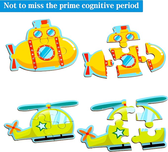 Magnetic Puzzles for Kids Ages 3-5, Travel Toddler Car Puzzle Toy | Refrigerator Magnet Game for Ages 4-6, Learning & Birthday Gift for Boys, Car Airplane Road Trip Quiet-Time Activity Toys
