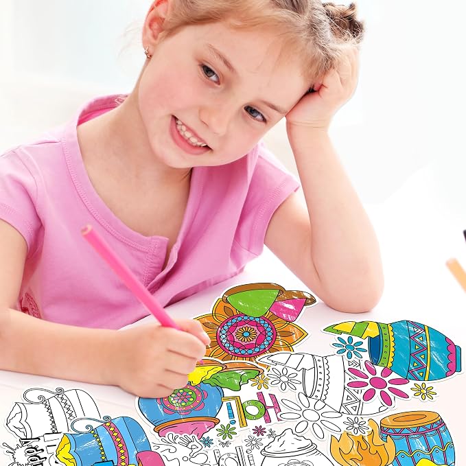 X1zuue Holi Coloring Craft Kit - 30Pcs Happy Holi Color Your Own Magnets for Kids Blank DIY Coloring Fridge Magnets for Indian Festival Holiday Party Decorations School Classroom Activities Supplies