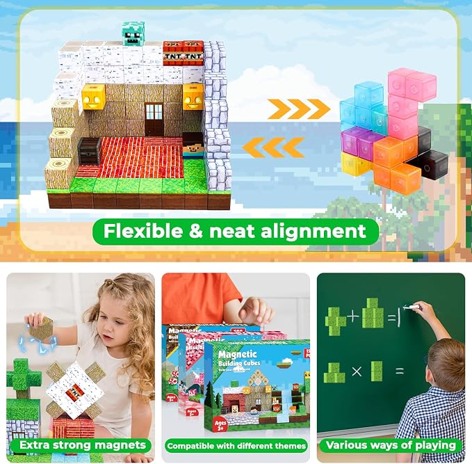 Magnetic Blocks-150PCS Magnetic Building Blocks, Magnetic Tiles Kids Build Magnetic Cubes Constructions Toys 2026 Upgraded STEM Game Outdoor Toys, Christmas Birthday Gifts for Boys & Girls Ages 3+