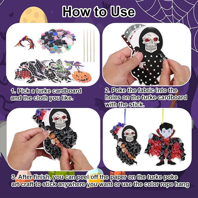 Fennoral 12 Pack Halloween Craft Kit for Kids Make You Own Poke in Arts and Crafts DIY for Kids Boys Girls Party Supplies Halloween Decoration