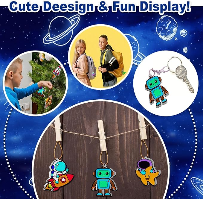 JRD&BS WINL Magic 3D Art Kit for Kids: 15 Aqua Puff Paint by Number Crafts, DIY Color & Inflate Activity for Boys Travel Toys for Children Great Gifts for Girls & Boys Ages 4-10(Outer Space)