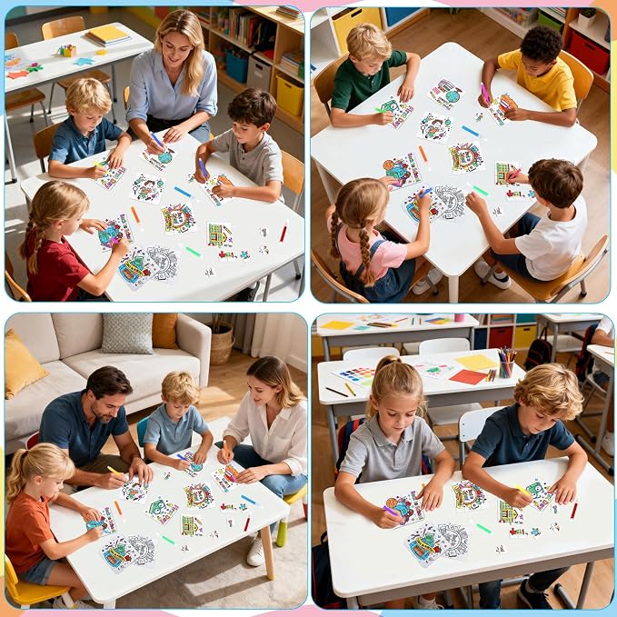 24 Sets Back to School Crafts for Kids Ages 4-8, DIY First Day of School Arts Kits Puzzle Book Glasses Apple Pencil, Christian Gifts for Classroom Activities, Party Favors, Coloring Game Bulk Supplies