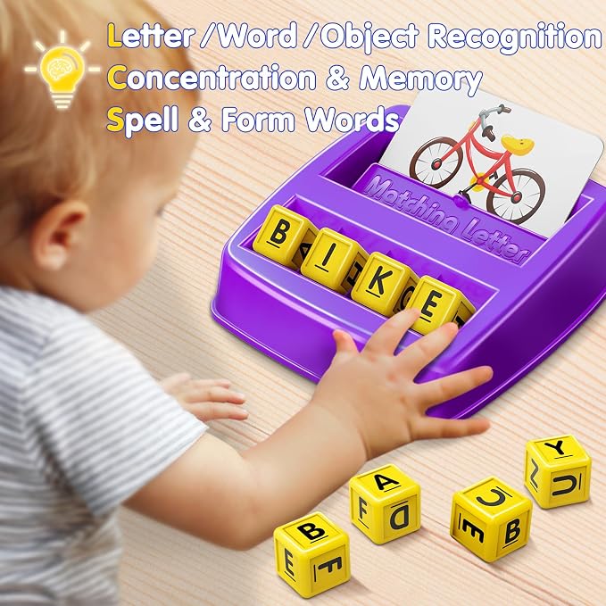 NARRIO Educational Toys for 3 4 5 Year Old Girls Boys Gifts, Matching Letter Spelling Games Learning Toys for Kids 2-4 Year Olds, Christmas Birthday Gifts for 3-6 Year Old Girls Toddler Toys Age 2-4