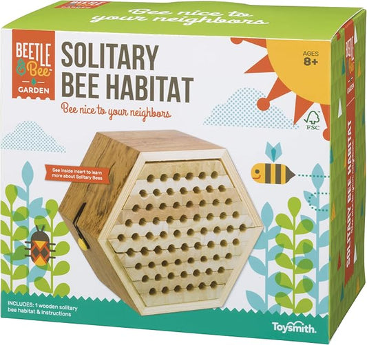 Toysmith Beetle & Bee Solitary Habitat Kit, Wooden Outdoor Science Toy | Kids Outdoor Toy, Bee House Craft, Garden Kit Learning, 13 FSC Wood Pieces, No Glue Hardware, Age 8+ Pollinator Activity