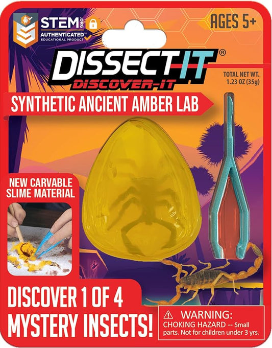 Discover-It Ancient Amber, Science Lab Kit, STEM Toys for Kids, Ages 5+ | Hidden Insect: Open synthetic amber to discover a preserved toy insect while learning about ancient life and STEM