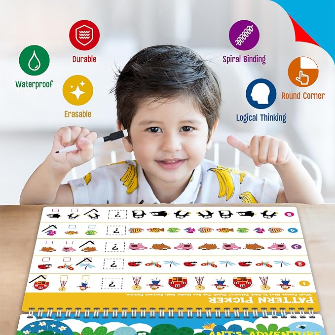 SpriteGru Search & Find Book, 15 Different Searching Games & 15 Fun Activity Games, Montessori Learning Toy Educational Game Travel Toys for Autism Sensory, Preschool, Girls and Boys Ages 3+
