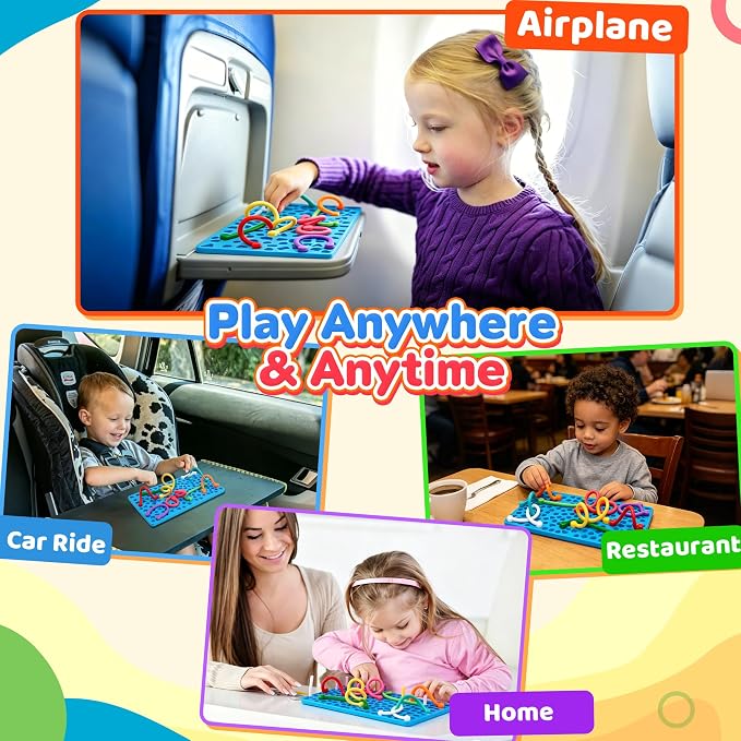 Sensory Activity Board Airplane Travel Essentials Fidget Toys for Toddlers Kids，Silicone Autism Quiet Calming Down Restaurant Car Ride Road Trip Toys