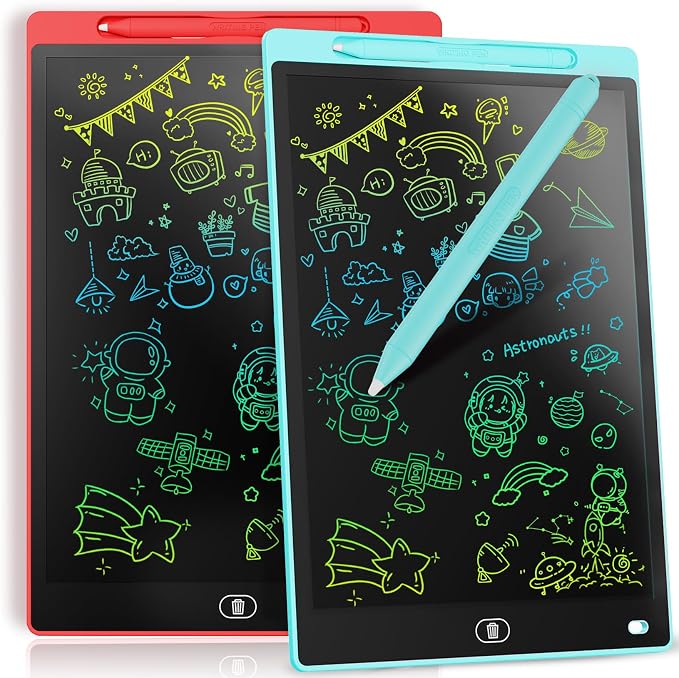 [2 Pack] Genialba LCD Writing Tablet 8.5-Inch Colorful Doodle Board, Toddler Learning Educational Toys Gifts for 3-8 Years Old Girls and Boys, Electronic Drawing Pad for Kids (Blue&Red)