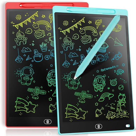 [2 Pack] Genialba LCD Writing Tablet 8.5-Inch Colorful Doodle Board, Toddler Learning Educational Toys Gifts for 3-8 Years Old Girls and Boys, Electronic Drawing Pad for Kids (Blue&Red)
