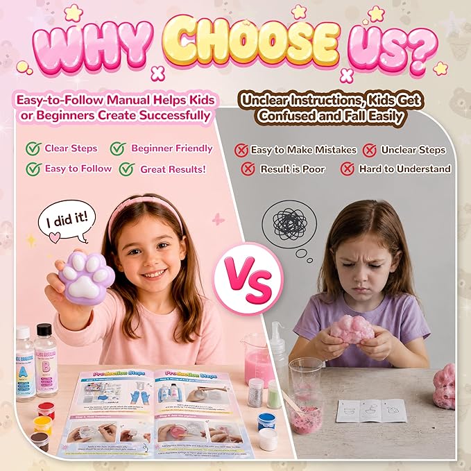 Funewest DIY Taba Squishy Making Kit for Kids, Make Your Own Squishies | Beginner-Friendly Flex Rubber Craft Kit, 16oz Liquid Silicone and 6 Mold, Sensory Squishy Fun, Gift for Girls Boys Ages 8-12