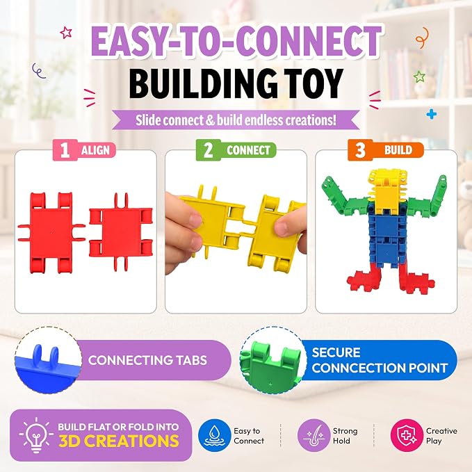 Snapid Building Bricks 1000 Pcs Connecting Toy - Strong Durable Colorful Block Set w Storage, Interlinking Construction Blocks for Kids - STEM Development, Creativity and Educational Children Toys, 4+