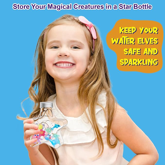 Kiditos Glow-in-the-Dark Magic Water Elf Toy Kit for Kids, DIY Craft Kit | 8 Gels & 10 Molds, Magic Aqua Fairy Water Gel Kit, STEM Science Activity, Party Favors & Birthday Gifts for Kids Ages 3+