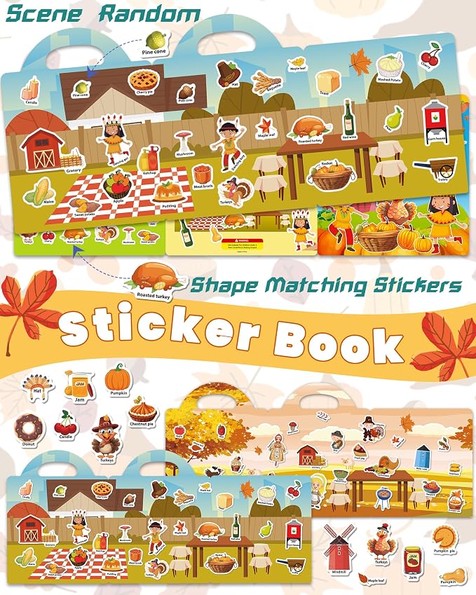 Walenced Reusable Sticker Book for Toddlers, Stickers for Kids, Toddler Toy | Toddler Craft Activities, Toddler Travel Toys, Boy Girl Birthday Gifts, Airplane Travel & Road Trip Essentials Kids