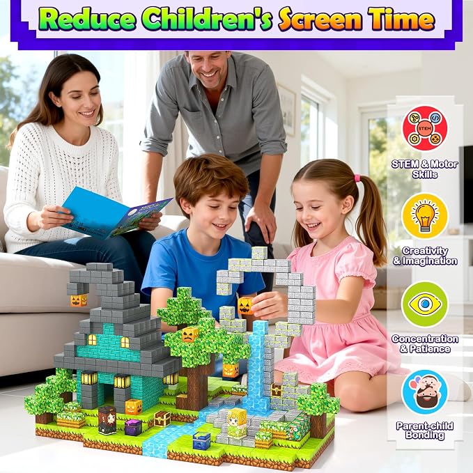 Magnetic Blocks - 100PCS 0.8" Building Cubes Mine Magnet World Craft Set | Sensory Autistic Kids Friendly Focus Toys - Magical Enchanted Playset, STEM Creative Toy Gifts for Ages 3-5 4-6 5-7 8-12