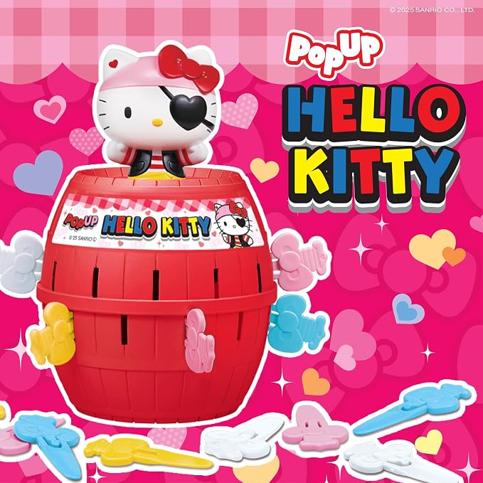 TOMY Pop Up Hello Kitty - Fast-Paced Surprise Action Game with Pop-Up Figure - Officially Licensed Hello Kitty Game from Sanrio - 2–4 Players - Ages 4+