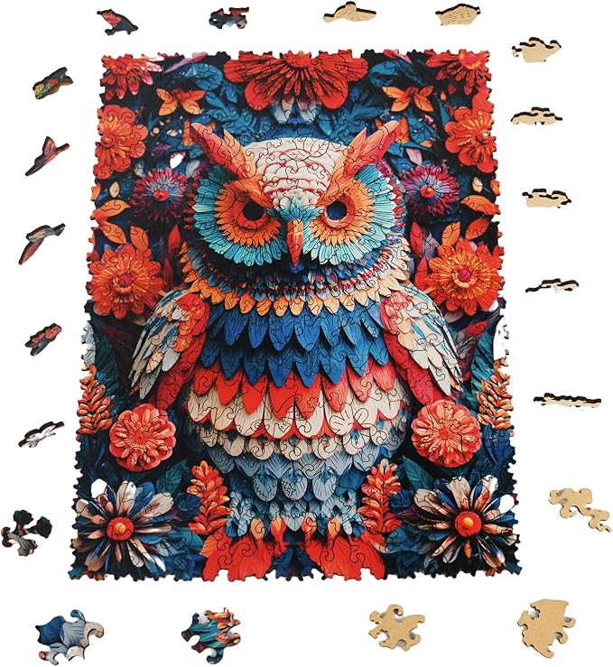 MEATRN Wooden Puzzles for Adults, 200 Pieces Owl Wood Puzzles | Forest Wildlife Animal Theme Jigsaw Puzzles, Relaxing Family Game & Creative Gift, 9.5x12.6in