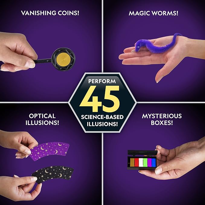 National Geographic Kids Magic Kit with 45 Tricks for Kids Ages 8-12 | Perform Classic Illusions, Performance Props, STEM Learning, Video Instructions from a Professional Magician, Birthday Gift