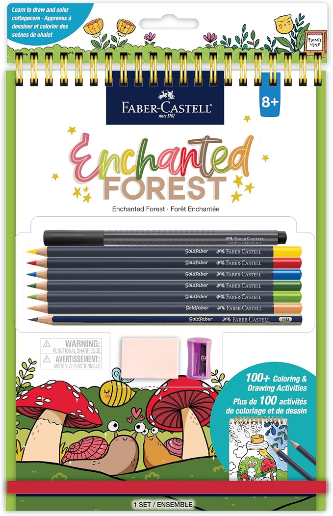Faber-Castell Learn to Draw Enchanted Forest: Step-by-Step Drawing Kit with 100+ Activities, Goldfaber Colored Pencils, Stickers & More | Screen-Free Art Gift for Kids, Tweens & Beginners (Ages 8+)