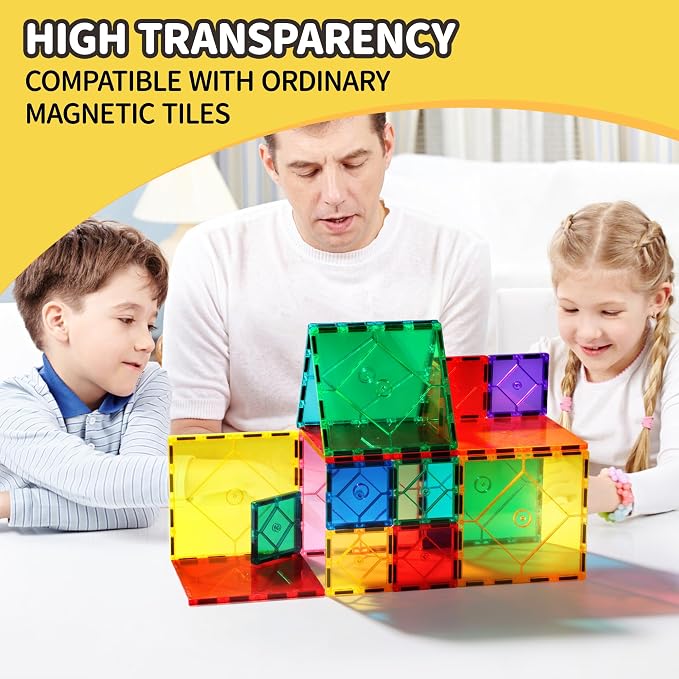 Mruikeny 14-Piece Large Magnetic Tiles, Building Toys for Kids Ages 3+ | 14 Large Magnetic Tiles for Preschool Building Play, Recommended for Ages 3 and Up