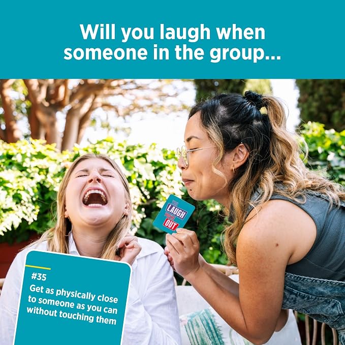 You Laugh You're Out | Charades Party Card Game for Adults & Teens Ages 14+ | 125 Prompt Cards, Laugh Tokens, Sand Timer, 4+ Players, Try Not to Laugh Challenge, Teen Game, Game Night Activity