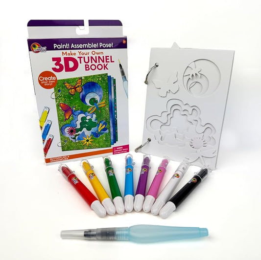 EyeConnect Crafts Butterfly Mini 3D Tunnel Book – Hands-on Paper Craft Kit | Build, color & create a pop-in book! Mini animals, watercolor pastels & water brush included. Portable, screen-free fun! 3+