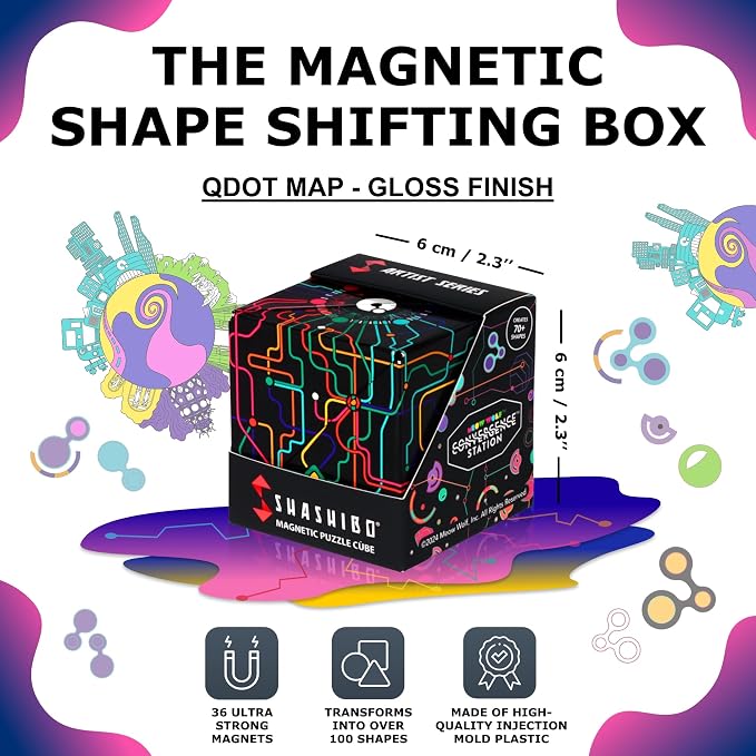 Shashibo DODECA Magnetic Puzzle Cube, Stress Relief Fidget Toy | 100+ Possible Shapes, Sensory Fidget Toy For Adults & Kids, Fun Shape Shifting Puzzle Box For All Ages