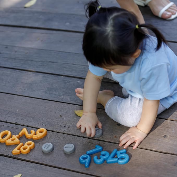 PlanToys® Numbers & Symbols Wooden Learning Set for Kids Ages 3+ Montessori | numbers symbols learning set, montessori counting addition subtraction, early math toy, ages 3+ educational, preschool kids g