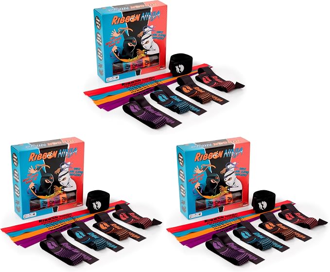 Fat Brain Toys Ribbon Ninja Game - Active Ribbon-Snatching Indoor or Outdoor Ninja Kids Toys for Kids & Teens (Pack of 3)