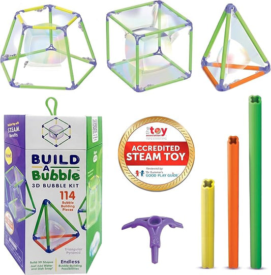 Build A Bubble Montessori 3D Bubble Maker Kit for Kids 8&Up – Fun-Filled, Screen Free Toy - 57-Piece STEM Building Toys Kit– Indoor Educational STEAM Bubble Toys that Help Your Child's Development