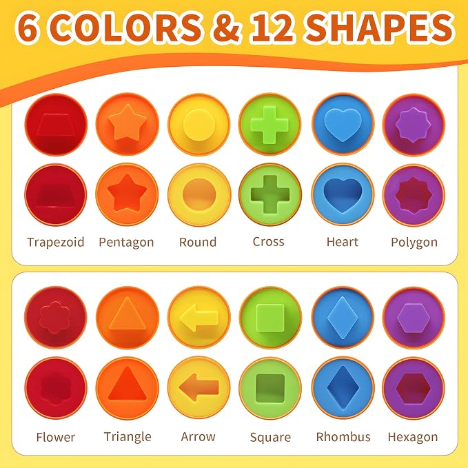 MOONTOY 12PCS Kids Carrot Matching Eggs Easter Toys for 18M+ Year Old | Preschool Matching Eggs, Educational Shape Sorter Montessori Sensory, Easter Gifts for Kids Boys Girls Easter Basket Stuffers