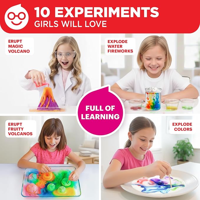 Doctor Jupiter Girls' Explosive Science Experiments Kit for Kids Ages 8+ | Erupting Volcano Science Kits for Kids Ages 8-12, Birthday Gift Ideas Girls 8, 9, 10, 11, 12 Year Olds, STEM Educational Toys