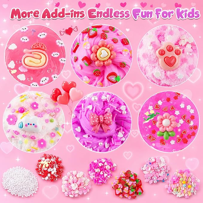 6-Pack Pink Slime Kit for Girls, Cloud Butter Squishy Birthday Gift Set | Party favor, goodie bag stuffer, Easter basket filler and sensory toy for kids ages 4-10