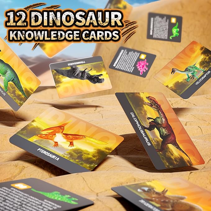 12 Glow in The Dark Dinosaur Eggs, Excavation Kit with Magnifier | Dig Kit Toys for Kids, Easter Basket Stuffers, Science STEM Party Favor Gifts for Boys Girls Age 3 4 5 6 7 8 9 10 + Years Old