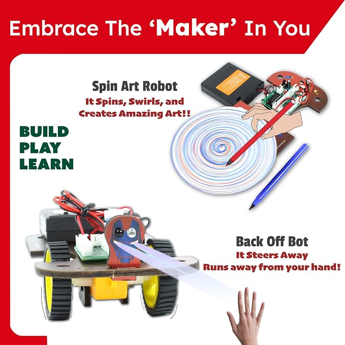 Butterfly EduFields 5in1 STEM Electronics Robotics Kit for Ages 8-10-12-13 | STEM Robot building kit for kids 8 9 10 -12 with STEM activities, circuit projects toys, engineering and science experiments.