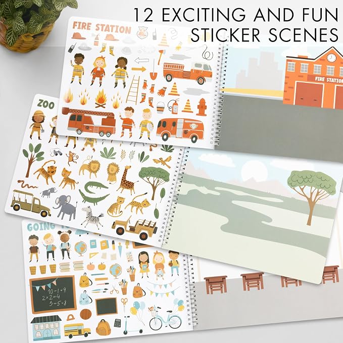 Fun Sticker Book for Toddlers 2-4 - Kids Activity Book with 500+ Stickers | 12 Beautiful Themes Entertain Boys and Girls Ages 2-4 or 4-8 While Traveling - Incl. Coloring Pages