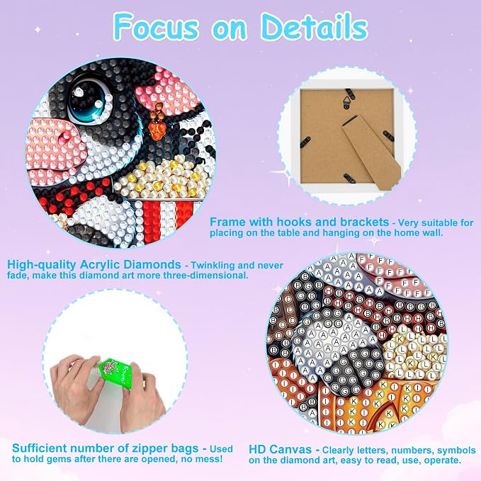 Nardoll Halloween Diamond Art Kits - Arts and Crafts - Diamond Art Painting with Wooden Frame - GEM Art for Girls Boys Adults Beginners Home Wall Decor Gifts
