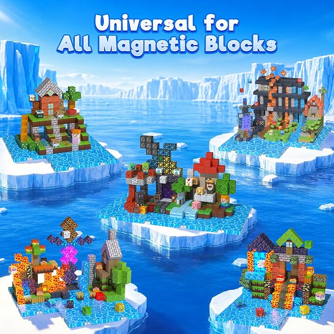 8PCS 4" x 4" Magnetic Building Block Base Plates for Kids, Strong Grip Magnetic blocks Base Compatible with Most Popular Magnetic Blocks & Cubes, STEM Educational Toys for Boys Girls Ages 3+ (Water）