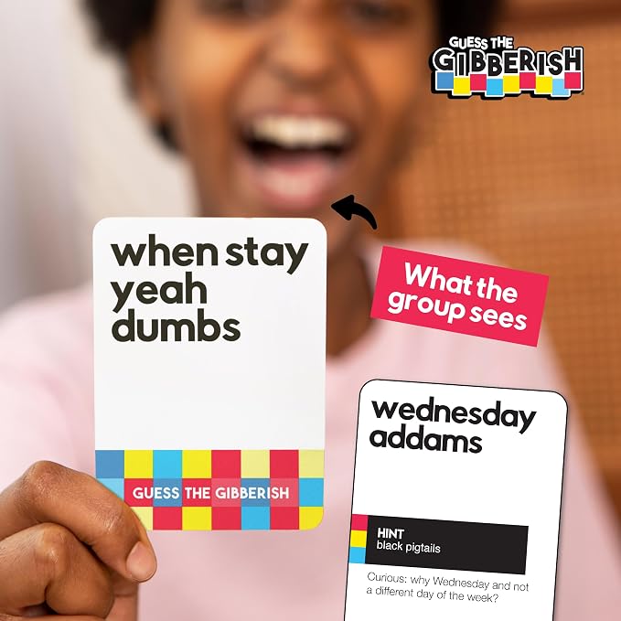 Guess The Gibberish Card Game for Families by Relatable, From The Creators of Incohereant, Fun Kids Games for Kids 12+, Game Night With Friends, Includes 400 Cards, Instructions, and 1 Sand Timer