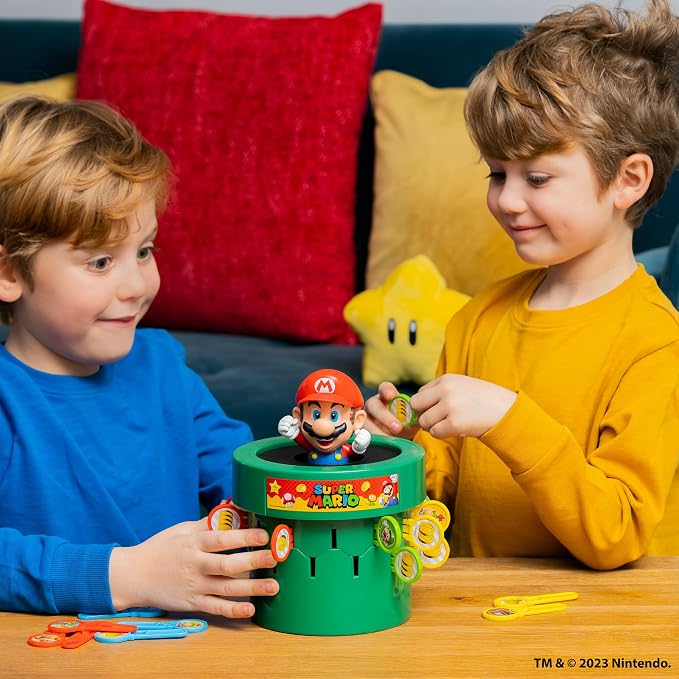 TOMY Pop Up Super Mario Family Action Game - 2-4 Players - Ages 4+ | Officially Licensed Nintendo Toys, Collectible Super Mario Toys, 3 Ways to Play, Recommended for Family Game Night