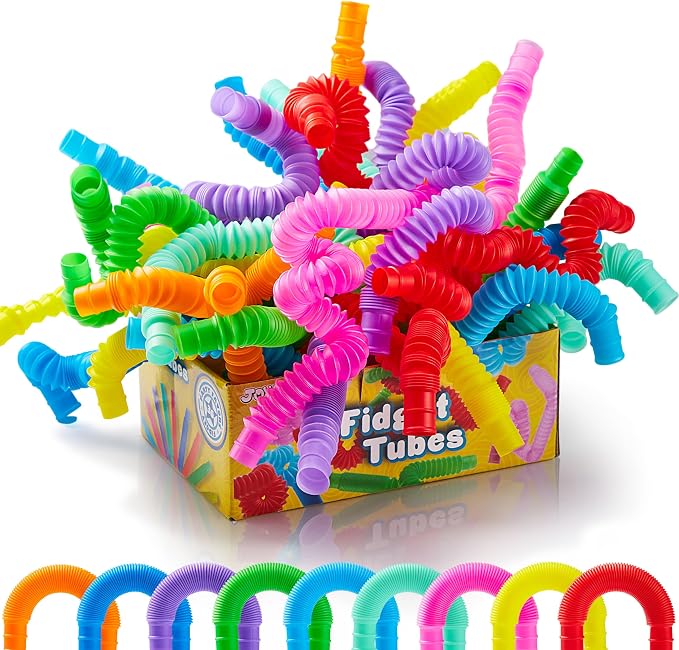 JOYIN 72 Pack Pop Tubes, Sensory Toys (Small) Fidget Toys Party Favors - 9 Colors, Creativity Learning & Fun for Kids - Perfect for Prizes Goodie Bags, Classroom School Reward