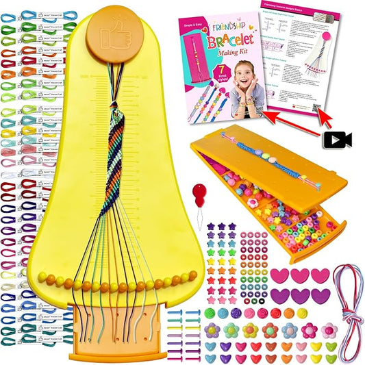 Friendship Bracelet Making Kit toys ,ages for 8 9 10 11 12 Year Old Girls, Kids Travel Activity Set,diy kit,Arts and Crafts Bracelets String Maker Kit ,Great Christmas Birthday Gifts (orange-yellow)