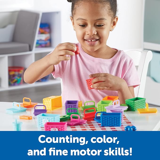 Learning Resources Sorting Surprise Picnic Baskets - Preschool Activities, Play Food for Toddlers, Color Sorting, Number Counter, Fine Motor Games, Birthday Gifts for Boys and Girls