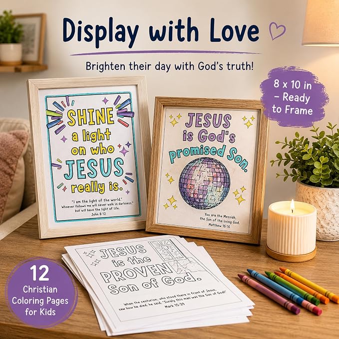 Sunday School Crafts for Kids, Jesus Coloring Pages for Kids, 12 PCS Christian Bible Verse Coloring Sheets, Religious Activity Pages for Sunday School, Preschool, Homeschool, Learning Activities