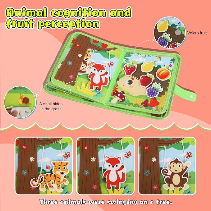 Busy Book for Toddlers Montessori Toys- Busy Board for 1-3 Year Boy Gifts Girl Toys Educational Learning Quiet Activity Books Toddler Airplane Travel Toy for 1 Year Old Birthday