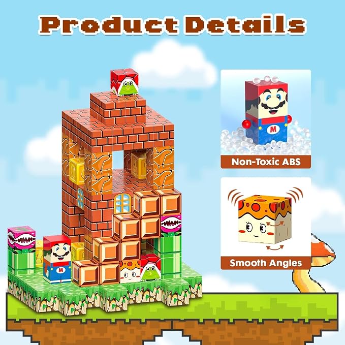 80PCS Magnetic Blocks Building Set for Boys & Girls, STEM Educational Construction Stacking Blocks
