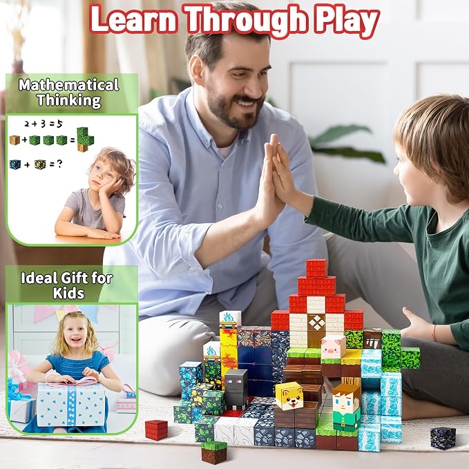 Intoypad 150PCS Magnetic Blocks, Magnetic Building Tiles STEM Toys for Kids | Creative 0.8in Magnetic Building Block Set with 150 Pieces, Magnet Cube Game STEM Learning Toy for Boys and Girls Ages 3+