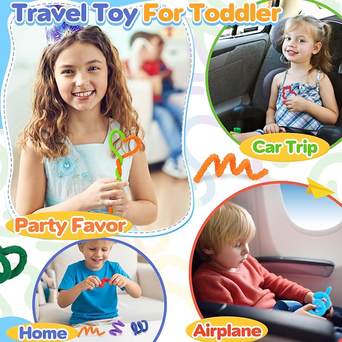 8Pack Silicone Sensory Sticks for Kid Girl Boy, Fidget Toys for Adult Silent Figette Classroom Prize Treasure Box Calming Corner ADHD Autism Autistic Airplane Travel Dementia Activities for Seniors