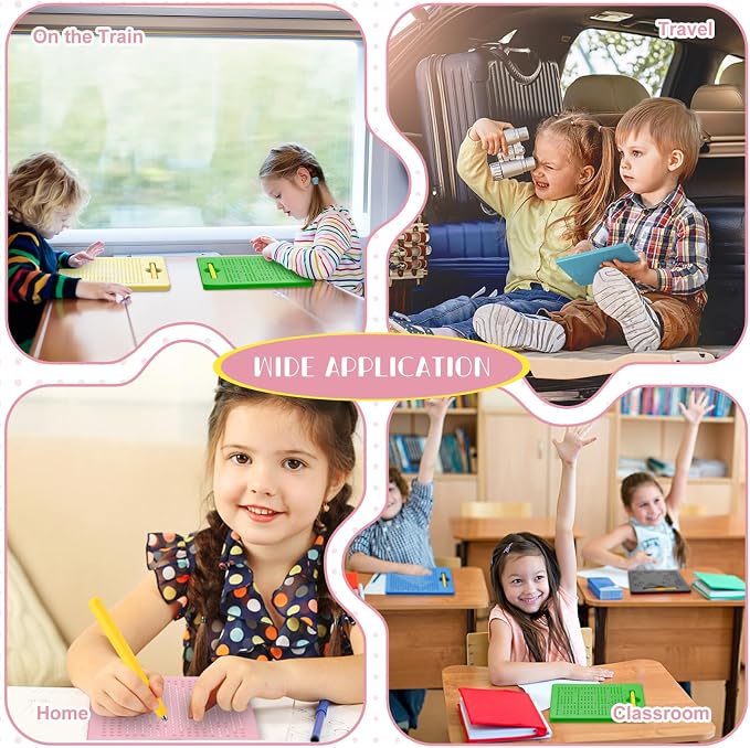 Yexiya 4 Pcs Magnetic Drawing Board for Kids, Toddler Travel Drawing Kit Magnet Sketch Thread Board with Stylus Pen and Beads Toy for Child Quiet Time Activities (7 x 8.5 Inches,Multicolor 6)