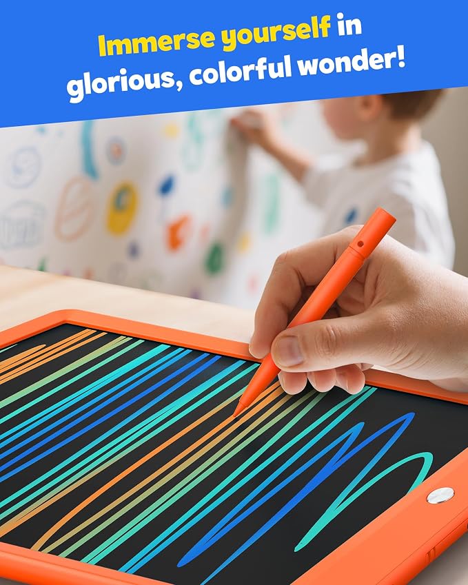 LCD Writing Tablet for Kids, 10-inch Coloring Drawing Pad, Mess Free Doodle Board, Airplane Travel Toys for Boys and Toddlers, Gifts for 3 4 5 6 7 8 Year Old Girls(Orange)